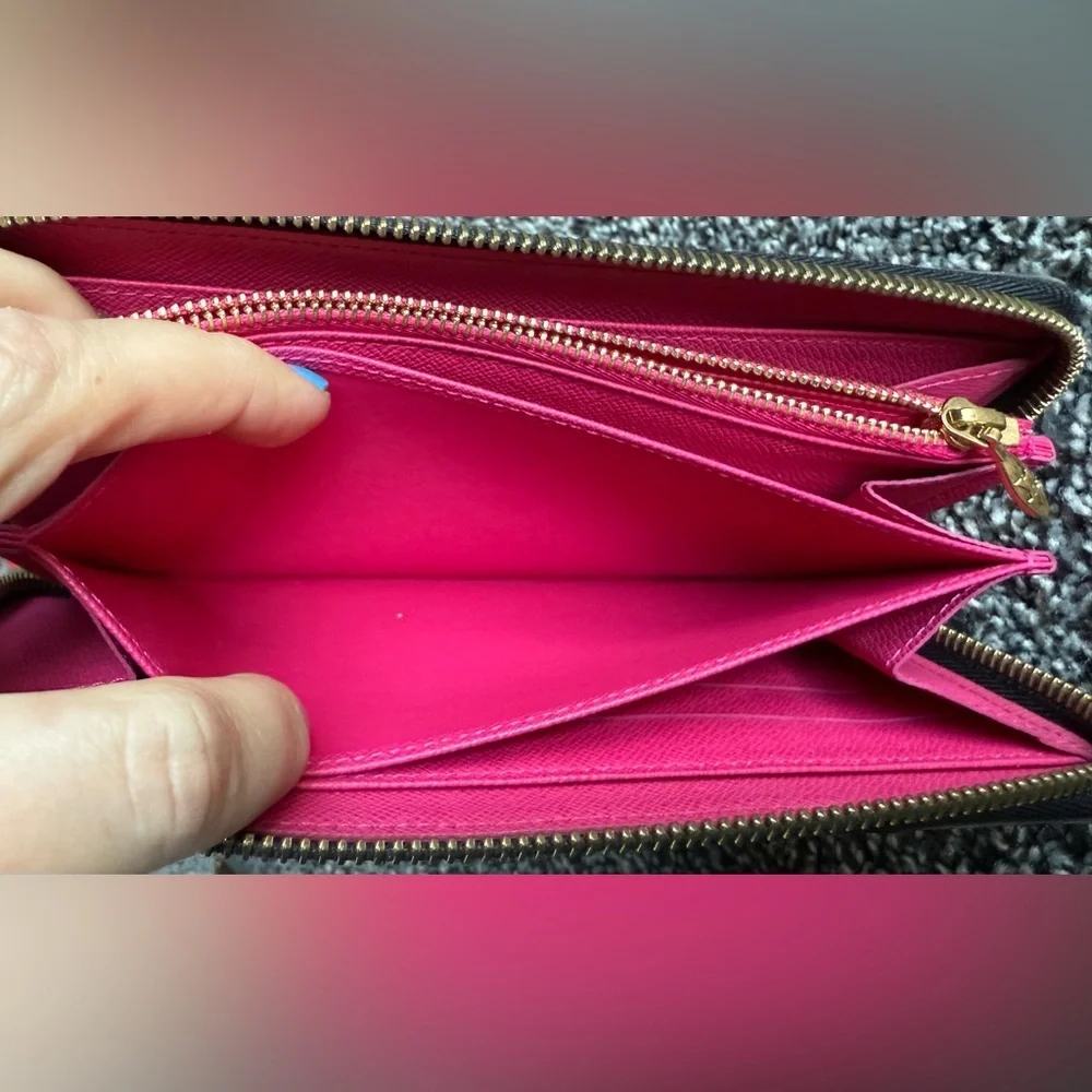 Louis Vuitton black/pink Murakami zip around wallet with COA and dust bag